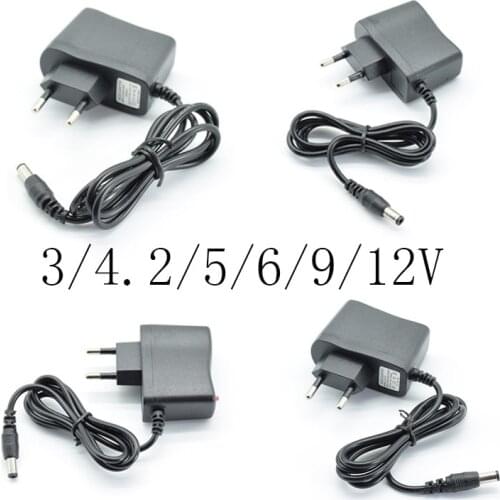 100V-240V Converter Adapter DC 3V/4.2V/5V/6V/9V/12V 1A/1000mA Power Supply Charger EU Plug 5.5mm * 2.5mm(2.1mm) AC to DC light