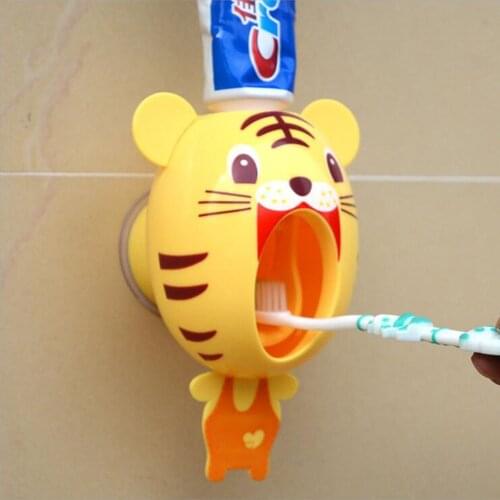 Strong Suction Sucker Funny Cartoon Style Bathroom Accessories Toothbrush Holder Children Automatic Toothpaste Dispenser