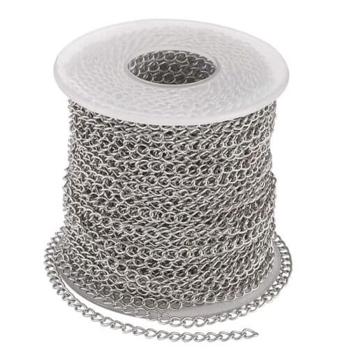 10m 1.8mm 2.5mm 3.0mm 4.2mm 304 Stainless Steel Curb Chains Extension Chain for DIY Bracelet Necklace Jewelry Making Accessories