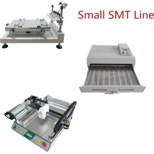 Double Visual Pick and Place Machine TVM802B Reflow Oven High Precision Screen Printing Station Small SMT Line