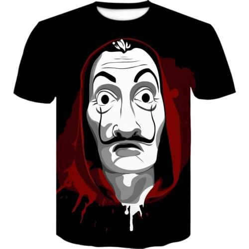 Funny Design La Casa De Papel T Shirt Men 3D Printed Short Sleeve House of Paper T-Shirt Hip Hop tshirt harajuku black t shirt