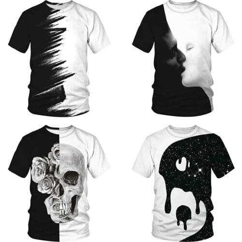 QNPQYX New Summer Women Men streetwear T shirts 3D Skull Print Tops Casual Harajuku Hip Hop Tee Shirts Homme Tee Clothes