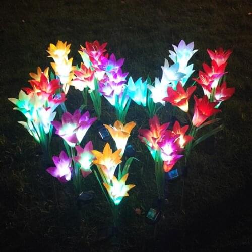 Solar Garlands Light Lily Flower Solar Lamp Power LED Fairy Lights Garden Christmas Decor For Outdoor Garden Decoration