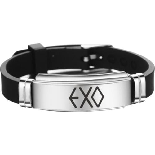 Kpop Twice Monsta X Bangle Bracelet Seventeen EXO GOT7 Stainless Steel Bracelet Silicone Bracelets Fans Gift