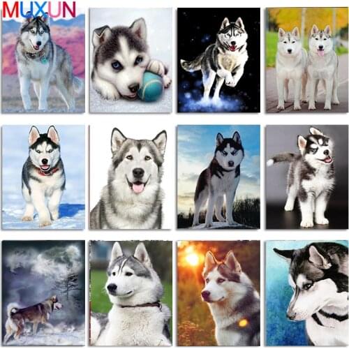 Square/Round Diamond Rhinestone 5D Diy Diamond Painting Animal Stone Embroidery Cute Husky Dog Cross Stitch Pattern Mosaic Gift