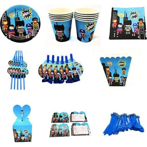 Legoing Super Heroes Theme Party Decoration Tableware Paper Cup Plate Napkins Popcorn Box Hat Baby Shower Kids Birthday Supplies