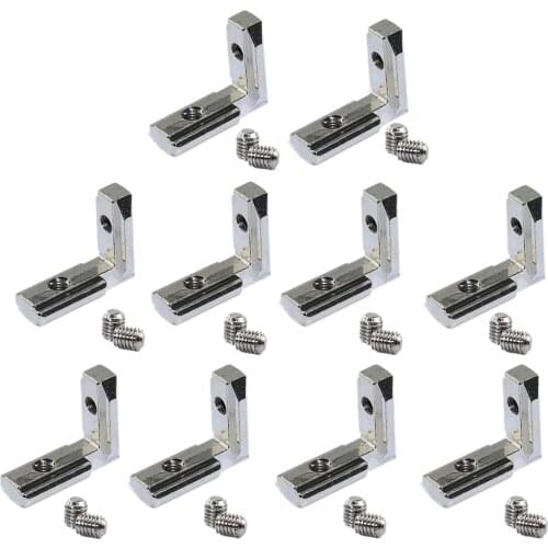 Hot 20Pcs T Slot L-Shape Interior Inside Corner Connector Joint Bracket for Aluminum Extrusion Profile 2020 Series Slot 6mm