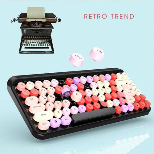 Fashion New Women Dot Bluetooths Wireless Colorful Lipstick Mechanical Keyboard for Laptop Desktop Phone