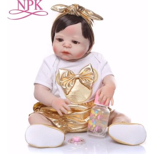 57cm fashion Full Silicone Vinyl Reborn Bonecas 23 inch Realistic Reborn Dolls Lifelike adorable vivid Playmates bathe dolls