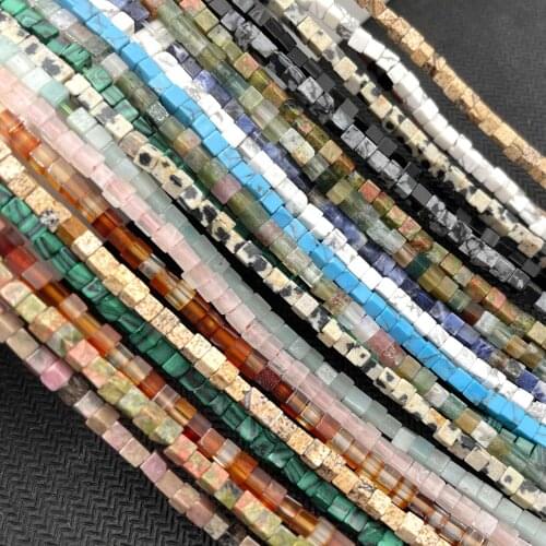 2mm Natural Square Lapis Lazuli Agates Amazonite Spacer Stone Beads For Jewelry Making Charm DIY Bracelet Necklace Accessories