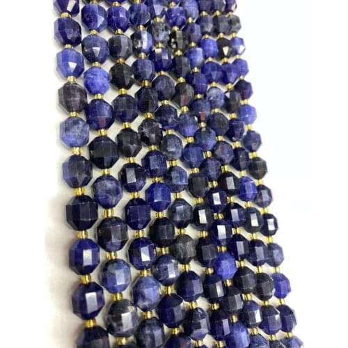 Natural blue grain satellite cut face lantern pearl diamond cut face Angle bead DIY crystal semi-finished accessories