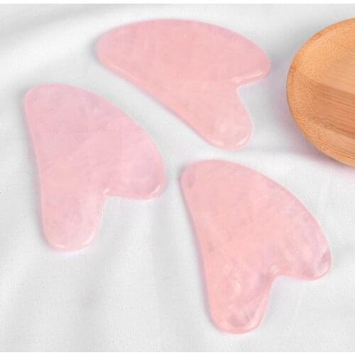Natural Rose Quartz Gua Sha Board Pink Jade Stone Body Facial Eye Scraping Plate Acupuncture Massage Relaxation Health Care #298