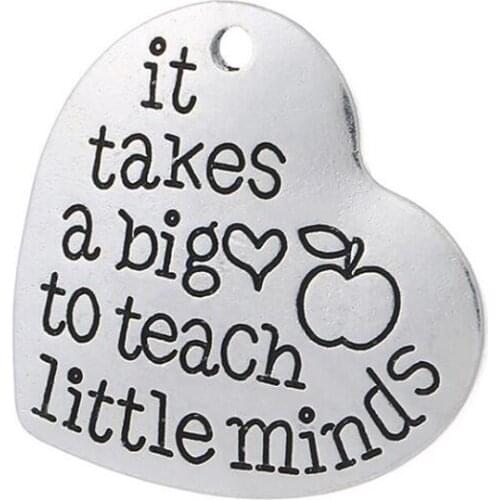 Fnixtar 24*25mm Message Words Heart Alloy Metal Charms DIY Letter Apple Pendant For Jewelry Making Necklace Accessory 20pcs/lot