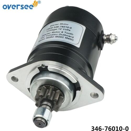 346-76010 Starter Motor 9 Tooth For Tohatsu Outboard Motor M25C M30C M40C 346-76010-0;34760100, 334760100M, 346760100