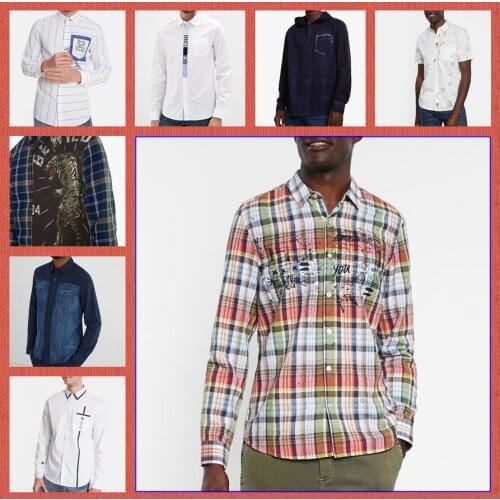 Spanish Desigual foreign trade tail single check simple mens shirt