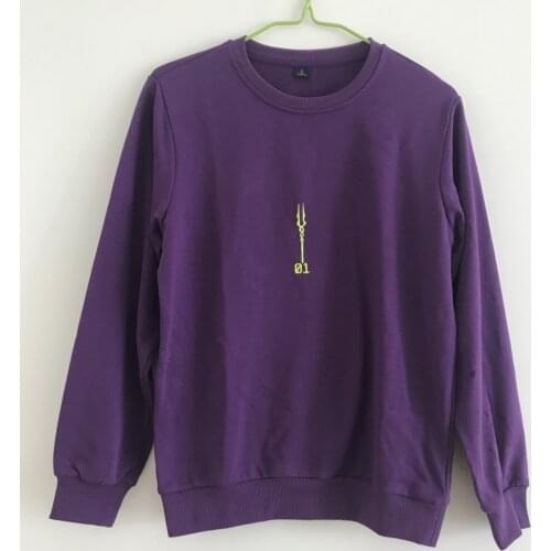JP Anime Evangelion Shogoki EVA 01 Spear of Longinus Embroidery Sweatshirt Purple Casual Pullover Round Neck Sweater