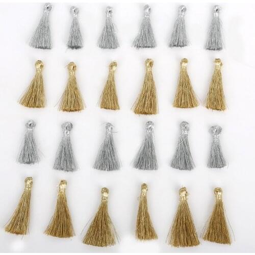 10pcs/lot 25mm Length Gold and Silver Long Rayon Thread Tassels Charms for DIY Women Earrings Jewelry Materials Wholesale