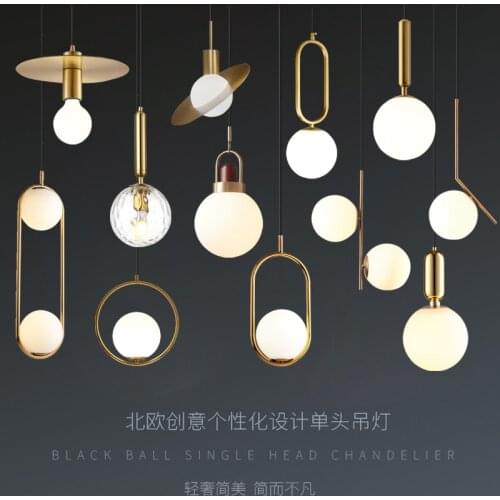 Nordic pendant lights industrial wind glass ball lamp creative restaurant bar coffee shop milk tea shop lamp Golden lamp CL31603