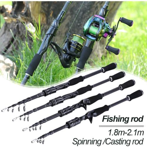 Sougayilang New 1.8-2.1m Telescopic Carbon Fiber Casting Spinning Fishing Rod EVA Handle Portable Travel Fishing Tackle