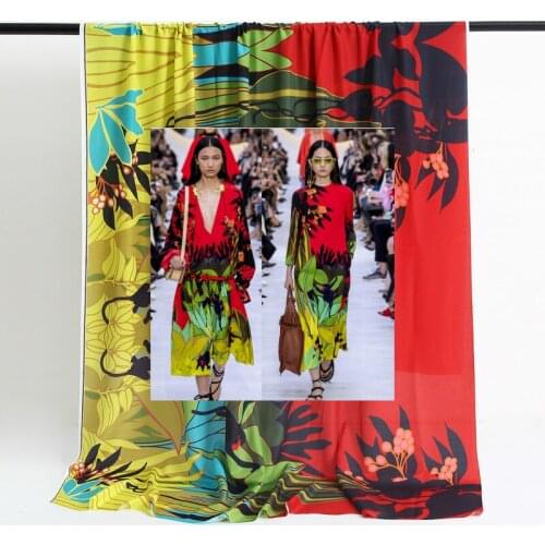 Plant printed polyester fabric 145 cm width shirt dress crepe fabric meter handmade DIY fabric wholesale polyester cloth