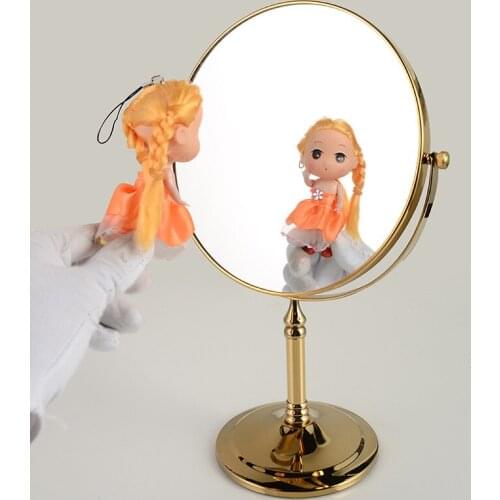 Vidric Mirrors 8 Inch Round Wall Mirror Table Magnifying Mirrors Makeup Cosmetic Golden Double Side Brass Mirror for Bathroom