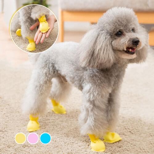 Waterproof Outdoor Dog Rain Boots Silicone Cartoons Pet Shoes for Small Dogs Cute Dolphin Shaped Pet Products for Teddy Bichon