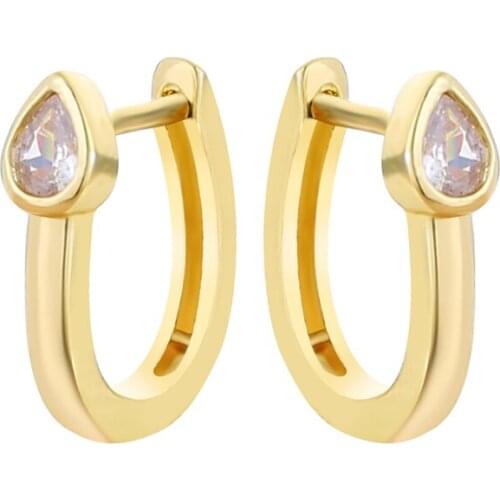 Hot Sale Water Drop Oval Ear Hoop Earrings For Women 2021 New Arrival Trend Fashion Copper Gold-plated Zircon Jewelry Gift