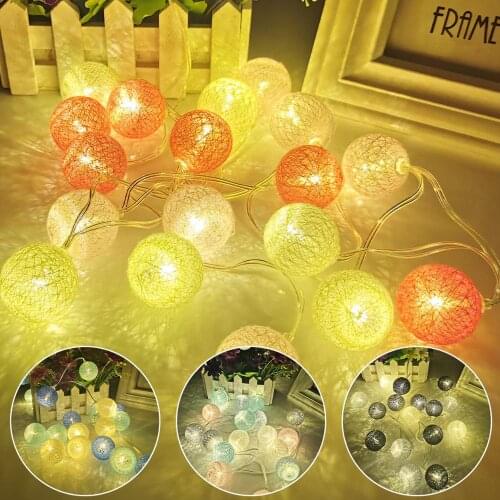 2M 20LED Lighting Strings Cotton Thread Lantern Paper Lamp Mini Ball Lamp Party Decor Festival Lantern Easter Party Lampion Led