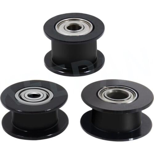 2pcs Black GT2 Idler Pulley 16T 20T Bore 3MM/5MM upgrade For 3D Printer Parts Aluminum 2gt 16/20Teeth Synchronous Wheel