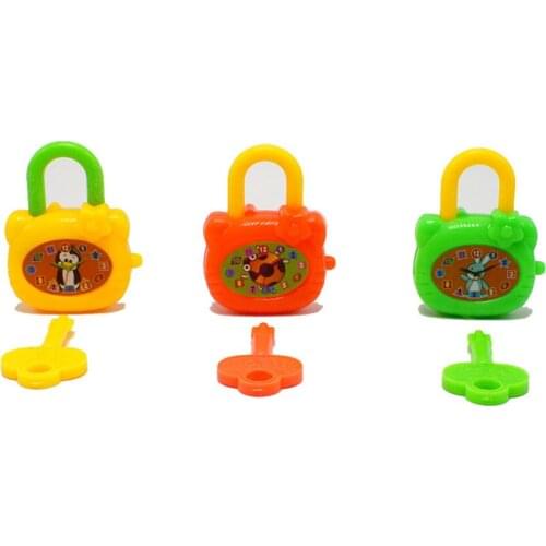 2Pcs/lot Plastic Cartoon Children With Keys Toy Locks Notebook Lock Gift toys For Kids Colorful Birthday Toy