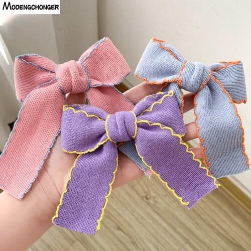 2021 Fashion Sweet Contrast Color Wave Barrette Bow Hairclip For Girl Hairpin Top Clip Back Head Clip Headwear Hair Accessories