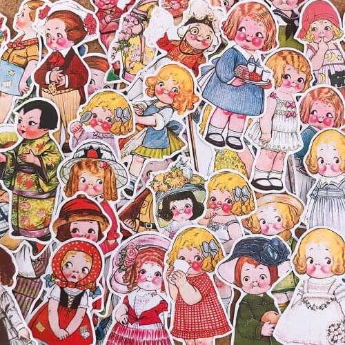 48pcs Cute doll Stickers Crafts And Scrapbooking stickers kids toys book Decorative sticker DIY Stationery