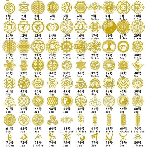 80pcs Sacred Orgonite Copper Sticker Flower Life Tree Chakra Energy Tower Pyramid Material For Epoxy Resin Molds Jewelry Crafts