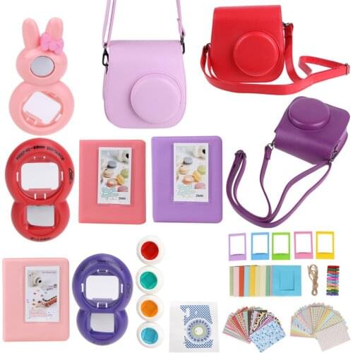 Red/Pink/Purple 9 in 1 Instant Film Camera Album Bundles Kit Photo Frame Sticker Camera Case Bag for Fujifilm Instax Mini 8