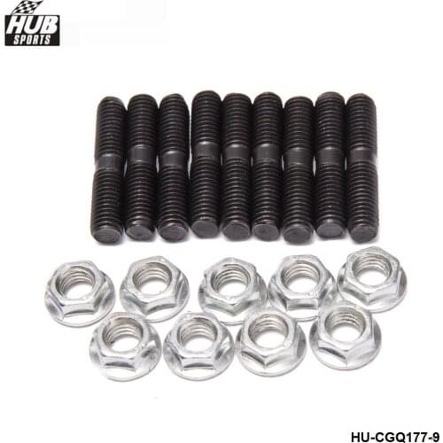 S -9 x Turbo Stud & Lock Nut Kit M8x1.25 for Nissan Silivia Garrett Ball Bearing GT28R GT30R HU-CGQ178