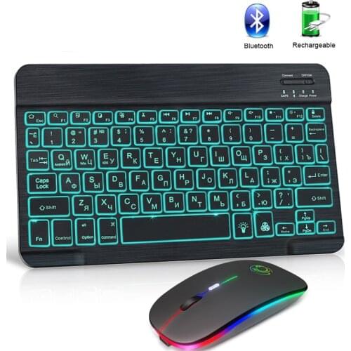 RGB Wireless Keyboard And Mouse Mini Bluetooth Keyboard Mouse Combo Keyboard With Backlit For Phone Tablet Laptop Ipad Computer