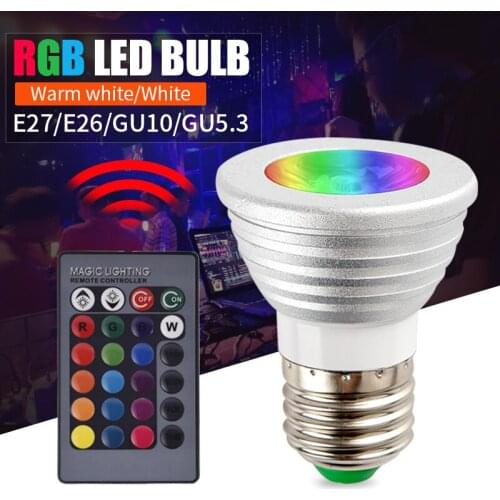 Dimmable RGB LED Bulb GU10 5W Lampada Led Lamp RGB Spotlight GU 5.3 Bombillas Led Light With Remote Control 16 Colors