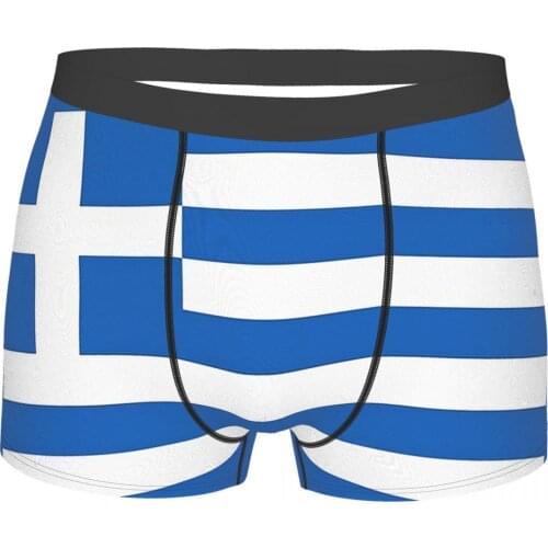 Flag Greece Greek Patriotic Underpants Breathbale Panties Male Underwear Print Shorts Boxer Briefs