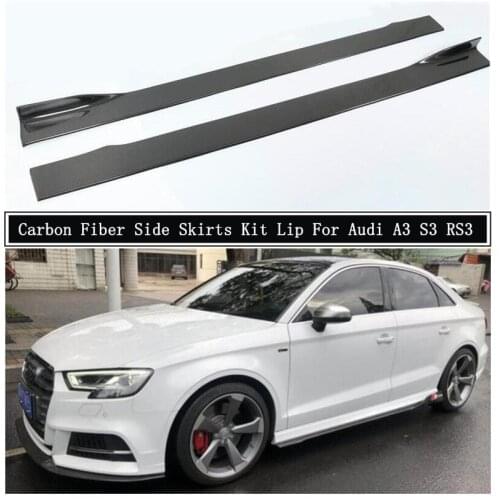 Carbon Fiber Side Body Skirts Kit Lip Splitters Trim Cover Spoiler For Audi A3 S3 RS3 2014-2021 Car Accessories