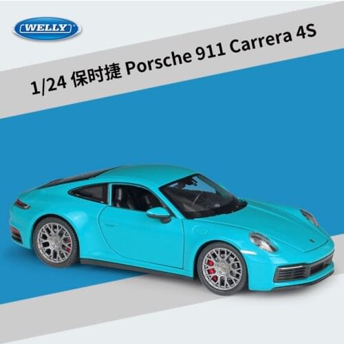 Welly 1:24 Die Cast Porsche 911 Carrera 4S Alloy Metal Model Car High Static Simulator Kids Toys Adult Collection Christmas Gift