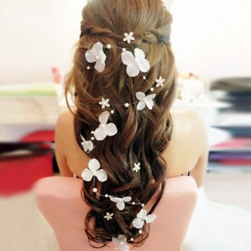 Fashion Girls Hairband Flower Fake Pearl Headband Hair Vine Headpiece Wedding Charming Headdress Jewelry Accessories For Women