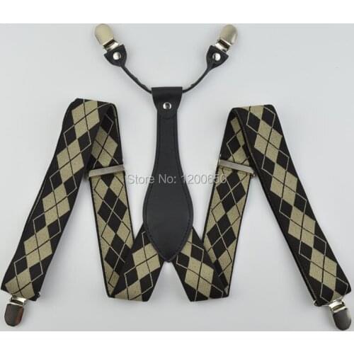 Mens /adult Adjustable elastic jacquard suspenders 4 clips trouser strap suspender striped for trousers for man wedding 3.5 cm