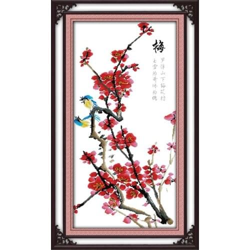 Plum flower cross stitch kit flower 18ct 14ct 11ct count printed canvas stitching embroidery DIY handmade needlework