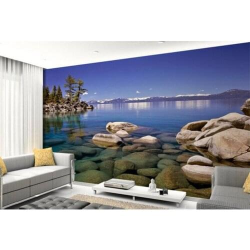 Wallpaper wall 3 d photo wallpaper mountain lake reef landscape 3D wallpaper living room TV home decoration wallpaper