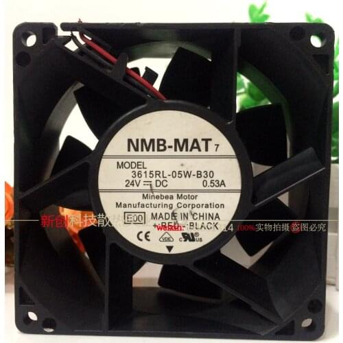 NMB-MAT 3615RL-05W-B30 E00 DC 24V 0.53A 90x90x38mm 2-wire Server Cooling Fan