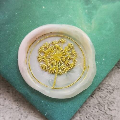Dandelion Wax Seal Stamp Dandelion plant logo sealing wax wedding stamp wedding leaf wax stamp botanical leaf seal