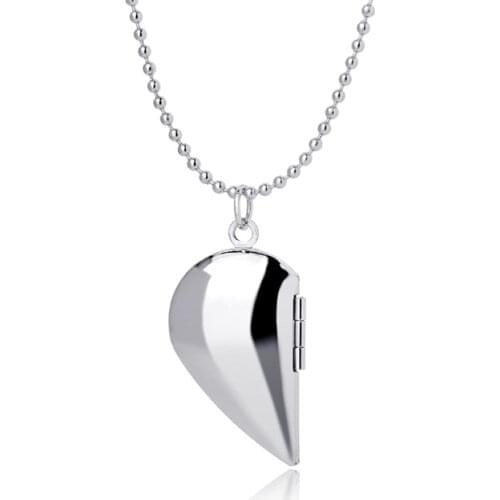 20pcs/Lot Half Heart Photo Floating Locket Pendant Necklaces for Women Men Can Open Lover Collar Fashion Jewelry Wholesale