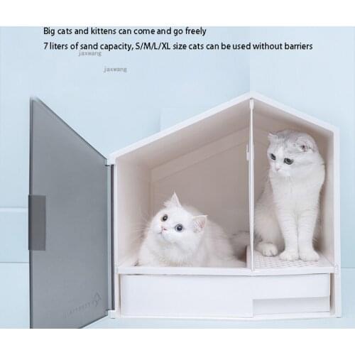 Semi-enclosed Cats Litter Box Small House Shape Cat Toilet Tray Anti-splashing Kitten Sand Basin Deodorant Pets Bedpan Supplies