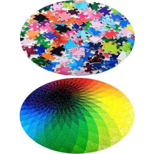 Rainbow Puzzles 1000 Pieces Round Gradient Rainbow Puzzles For Adults Toys Educational Paper Toy Jigsaw Puzzles Jigsaw Gift S3B1