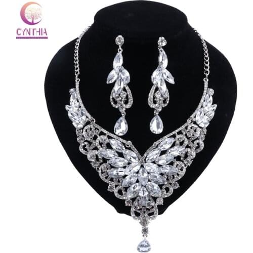 Luxury Indian Bridal Jewelry Sets Wedding Party Costume Jewellery Womens Fashion Gifts Necklace Earrings Sets